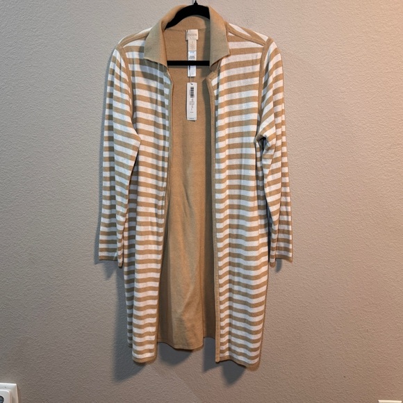 Chicos Solid-Striped Reversible Cardigan - Picture 2 of 8